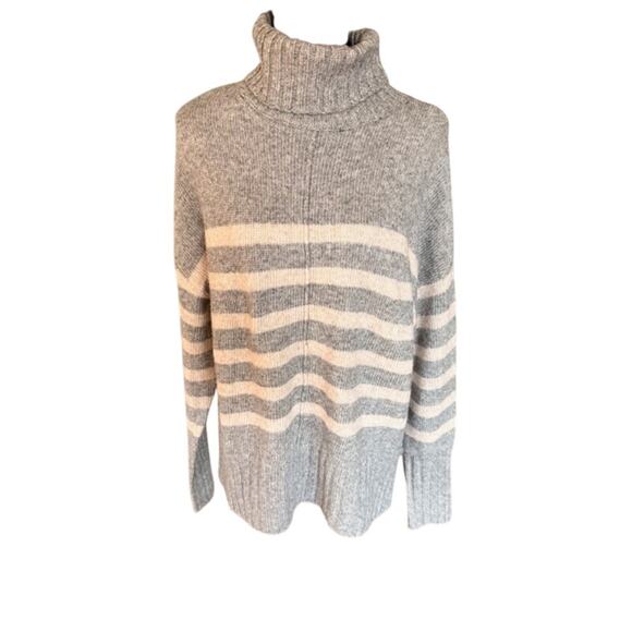 Sonoma Goods for Life Gray Stripe Turtleneck Sweater – Women’s Medium - Picture 2 of 5